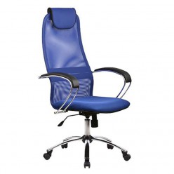 Кресло руководителя Метта BK-8 хром сетка/экокожа/ткань синий