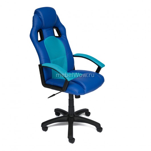 Кресло компьютерное TetChair DRIVER экокожа/ткань синий/бирюза