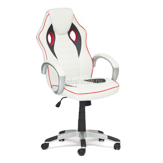 Кресло компьютерное TetChair BIANCO экокожа/ткань белый/красный