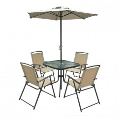 Комплект садовый Patio VINE (стол + 4 кресла + зонт) серый