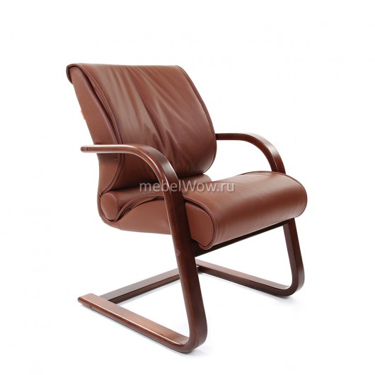 Кресло посетителя Chairman 445 WD кожа коричневый