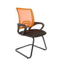 Кресло посетителя Chairman 696 V сетка/ткань оранжевый/черный