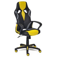 Кресло компьютерное TetChair Runner экокожа/ткань черный/желтый