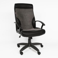 Кресло руководителя EasyChair 639 TPU экокожа/ткань серое/черное