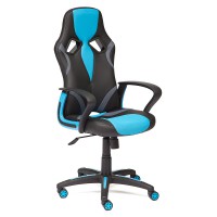 Кресло компьютерное TetChair Runner экокожа/ткань черный/голубой