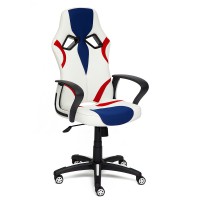 Кресло компьютерное TetChair Runner экокожа/ткань белый/синий/красный