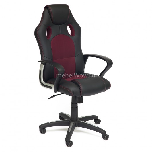 Кресло компьютерное TetChair RACER NEW экокожа/ткань черный/бордо