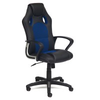 Кресло компьютерное TetChair RACER NEW экокожа/ткань черный/синий
