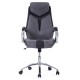 Кресло руководителя TetChair GLOSS хром ткань/экокожа серый/черный