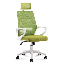 Кресло руководителя Norden Эрго пластик белый/сетка зеленая/ткань зеленая
