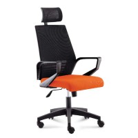 Кресло руководителя Norden Эрго black пластик черный/сетка черная/ткань оранжевая