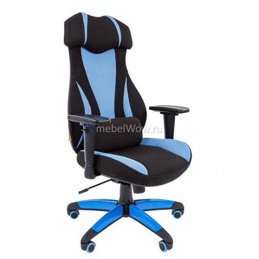 Кресло геймерское Chairman GAME 14 ткань черный/голубой