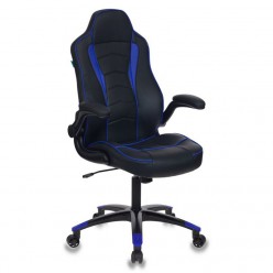 Кресло игровое Бюрократ VIKING-2/BL+BLUE экокожа черный/синий