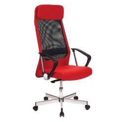 Кресло руководителя Бюрократ T-995HOME/RED сетка/ткань черный/красный