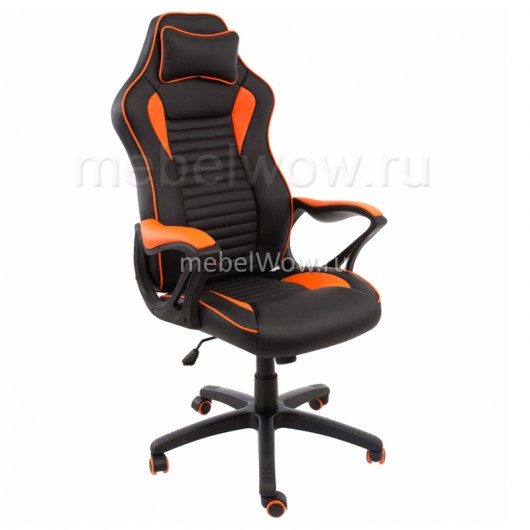 Кресло компьютерное Woodville Leon экокожа оранжевое/черное