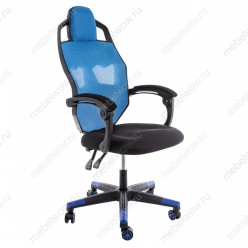 Кресло компьютерное Woodville Knight сетка/ткань голубое/черное