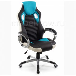 Кресло компьютерное Woodville Roketas экокожа/ткань черное/голубое
