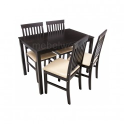 Комплект обеденный Woodville Luar (стол и 4 стула) темно-коричневый/бежевый