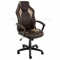Кресло компьютерное Woodville Raid экокожа/ткань коричневое/бежевое