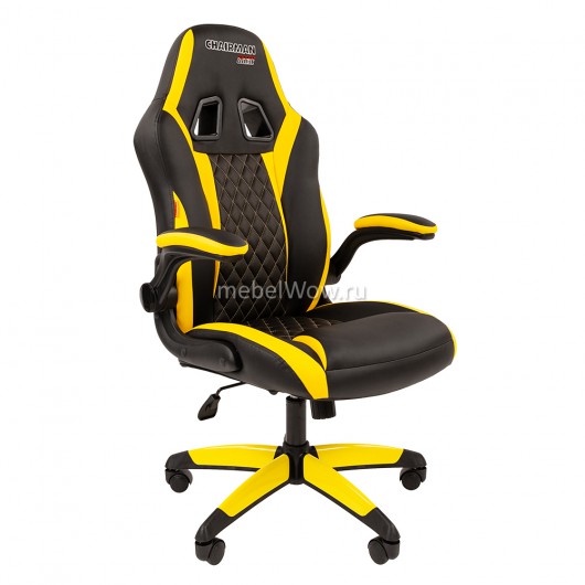 Кресло геймерское Chairman GAME 15 экопремиум черный/желтый