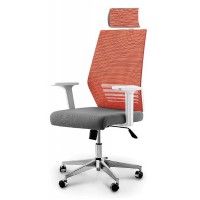 Кресло руководителя Norden Престиж пластик белый/сетка оранжевая/ткань серая