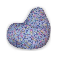 Кресло-мешок DreamBag 2XL велюр Домики фиолетовый