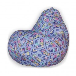 Кресло-мешок DreamBag 3XL велюр Домики фиолетовый