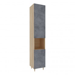 Шкаф комбинированный Столлайн Киото СТЛ.339.07 бетон темный/дуб небраска