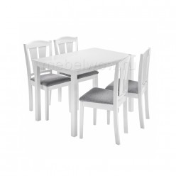 Комплект обеденный Woodville Mali (стол и 4 стула) белый/серый