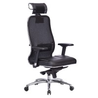 Кресло руководителя Метта SAMURAI SL-3.04 Черный Плюс сетка/кожа черный