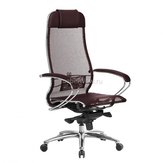 Кресло руководителя Метта SAMURAI S-1.04 сетка/экокожа темно-бордовый