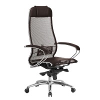 Кресло руководителя Метта SAMURAI S-1.04 сетка/экокожа темно-коричневый