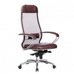 Кресло руководителя Метта SAMURAI SL-1.04 сетка/кожа темно-бордовый