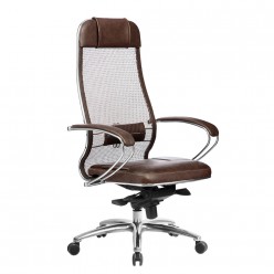 Кресло руководителя Метта SAMURAI SL-1.04 сетка/кожа темно-коричневый