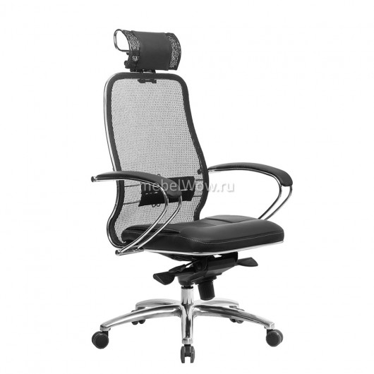 Кресло руководителя Метта SAMURAI SL-2.04 сетка/кожа черный