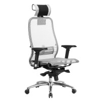 Кресло руководителя Метта SAMURAI S-3.04 сетка/экокожа серый