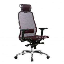 Кресло руководителя Метта SAMURAI S-3.04 сетка/экокожа темно-бордовый