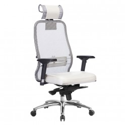 Кресло руководителя Метта SAMURAI SL-3.04 Белый лебедь сетка/кожа белый