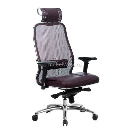 Кресло руководителя Метта SAMURAI SL-3.04 сетка/кожа темно-бордовый