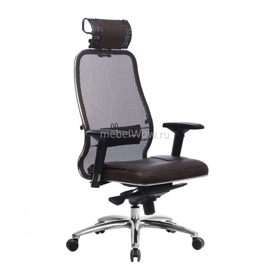 Кресло руководителя Метта SAMURAI SL-3.04 сетка/кожа темно-коричневый