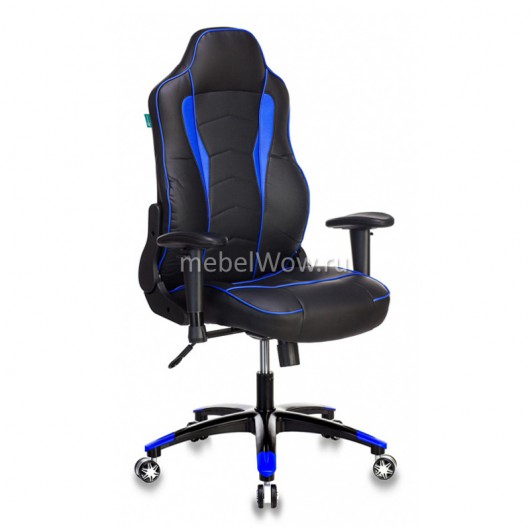Кресло игровое Бюрократ VIKING-3/BL+BLUE экокожа черный/синий