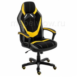 Кресло компьютерное Woodville Bens экокожа/ткань черный/серый/желтый