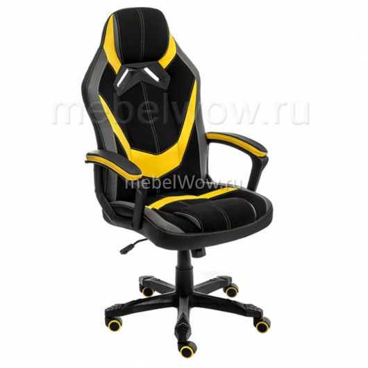 Кресло компьютерное Woodville Bens экокожа/ткань черный/серый/желтый
