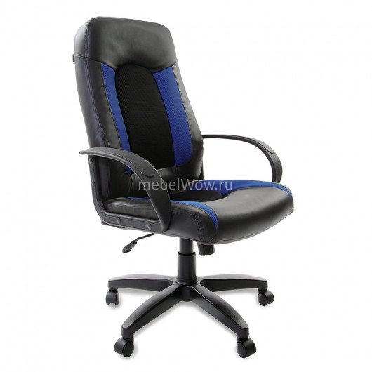 Кресло руководителя Brabix Strike EX-525 экокожа/ткань TW черный/синий