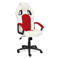 Кресло геймерское TetChair DRIVER экокожа/ткань белый/красный