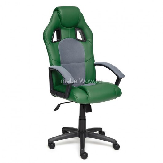 Кресло геймерское TetChair DRIVER экокожа/ткань зеленый/серый