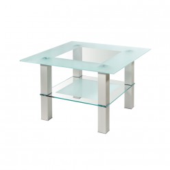 Стол журнальный Мебелик Кристалл 1 алюминий/прозрачный