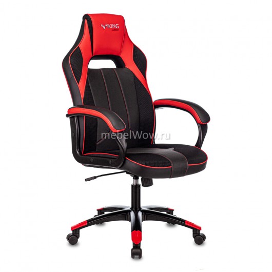 Кресло игровое Бюрократ VIKING 2 AERO RED экокожа/ткань черный/красный
