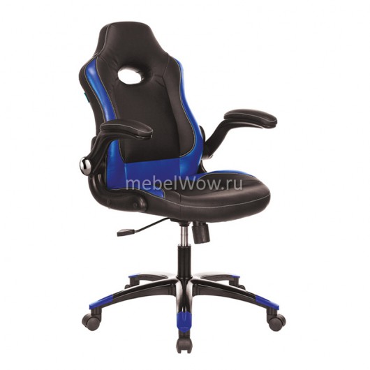 Кресло игровое Бюрократ VIKING-1N/BL-BLUE экокожа черный/синий
