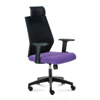 Кресло руководителя Norden Престиж black пластик черный/сетка черная/ткань фиолетовая